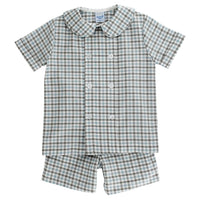 BAILEY BOYS PIGEON PLAID SHORT SET