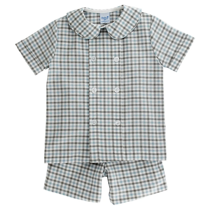 BAILEY BOYS PIGEON PLAID SHORT SET