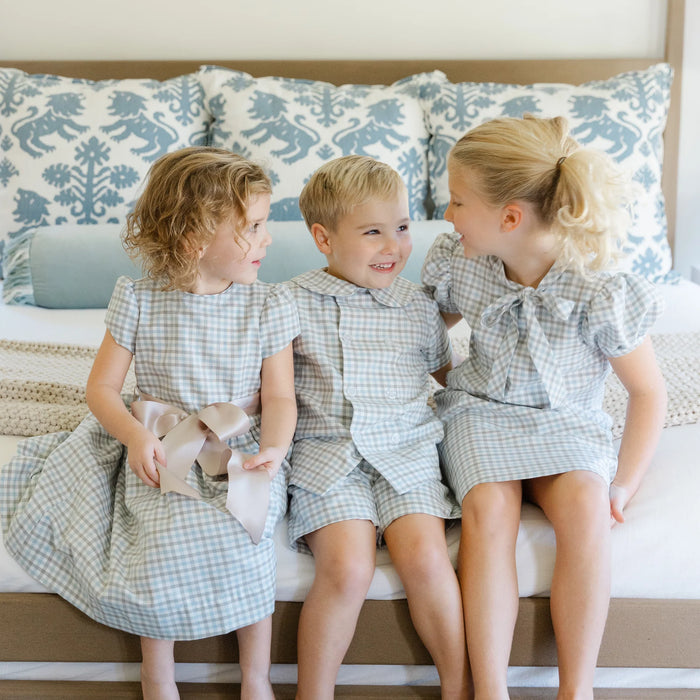 BAILEY BOYS PIGEON PLAID SHORT SET