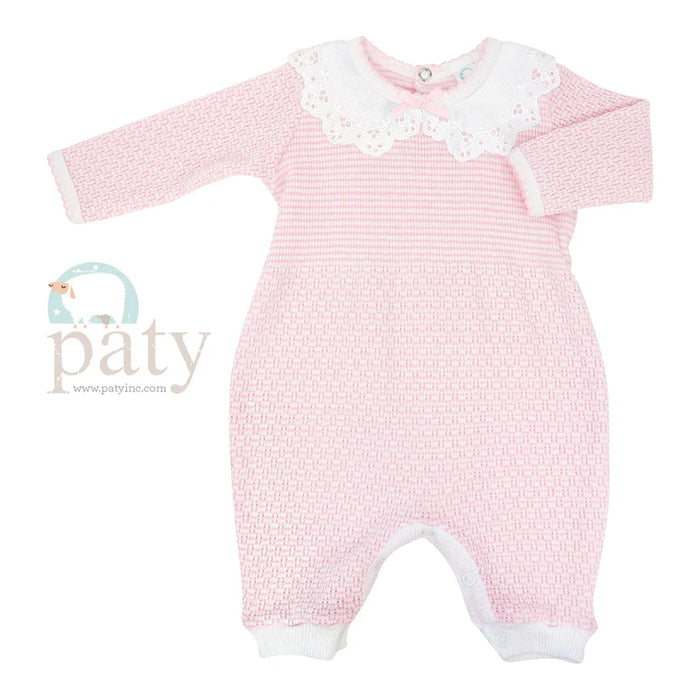 PATY KNIT ROMPER WITH COLLAR PINK