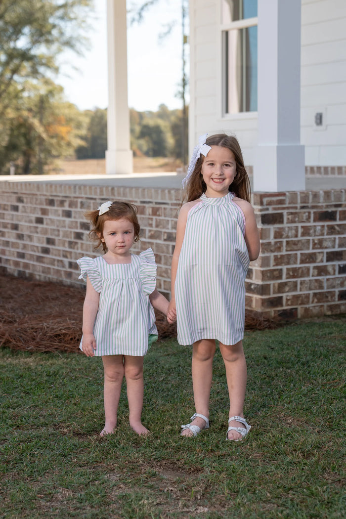 THE OAKS DELIA PINK & GREEN STRIPE BLOOMER SET