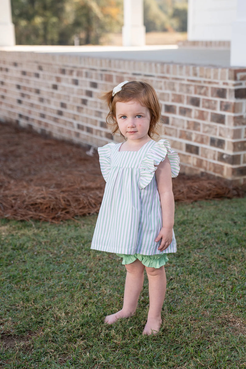 THE OAKS DELIA PINK & GREEN STRIPE BLOOMER SET