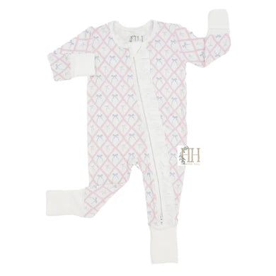 HAMNER HILL RIBBONS AND BOWS DOUBLE ZIPPER ROMPER