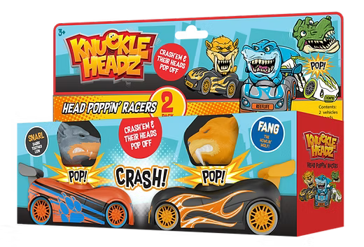 KNUCKLE HEADZ POPPIN RACERS 2 PACK WOLF VS. CAT