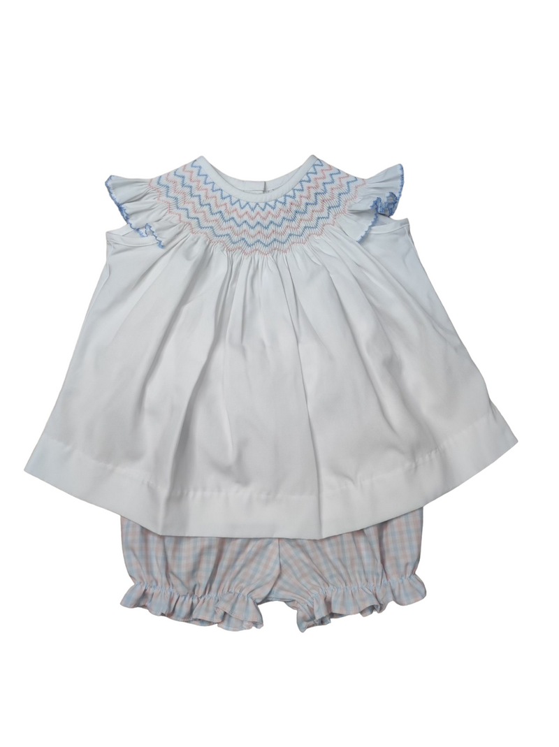 BANANA SPLIT PEACH & BLUE GEO BLOOMER SET