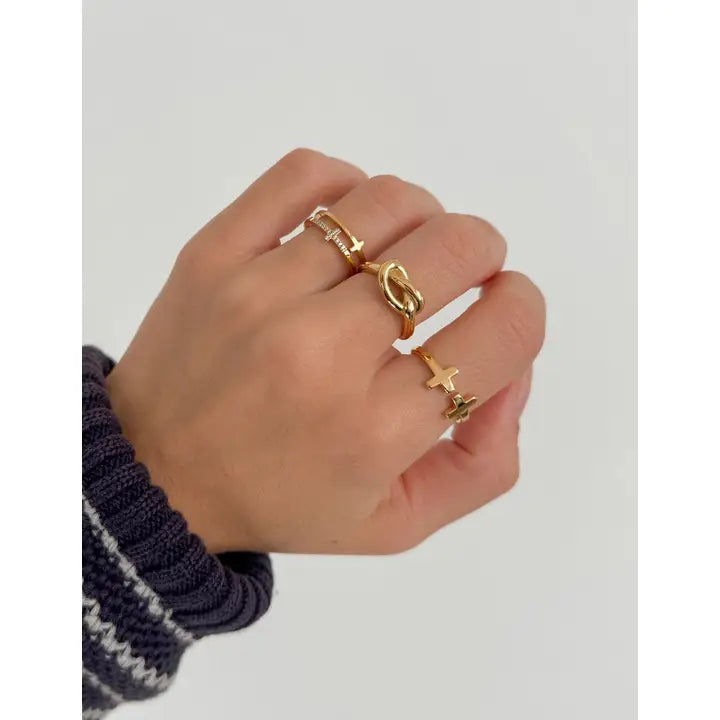 ELEVATED FAITH STACKED CROSS GEM RING