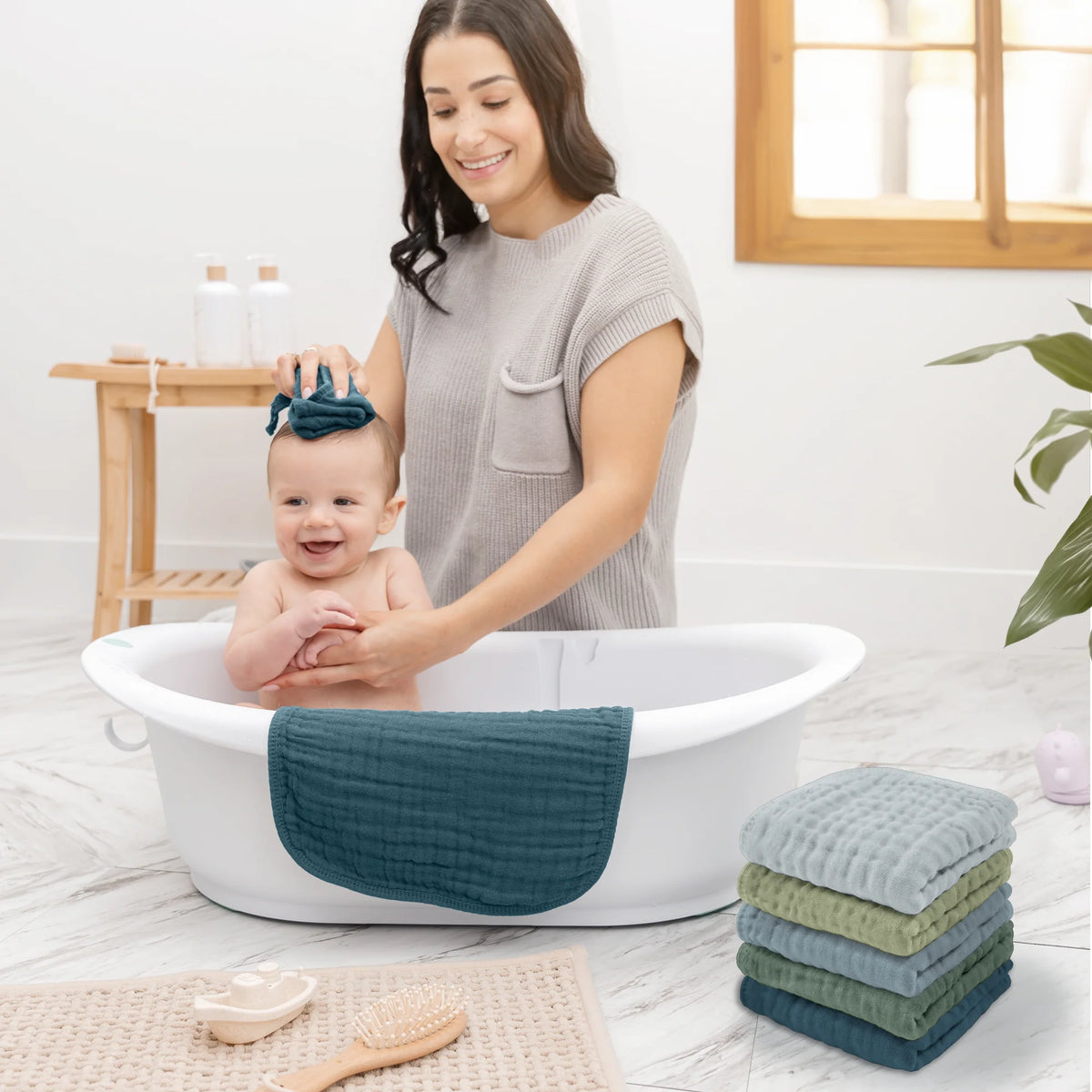 COMFY CUBS MUSLILN WASH CLOTHS MULTI BOY 6 PACK