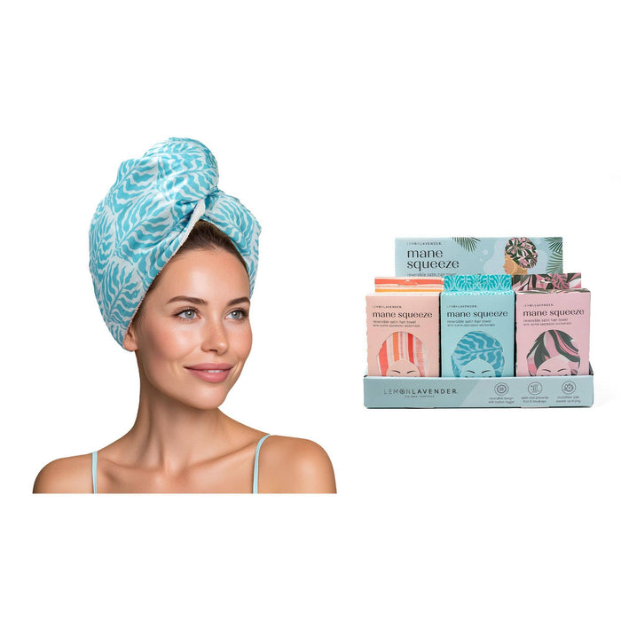 LEMON LAVENDER MANE SQUEEZE REVERSIBLE SATIN HAIR TOWEL