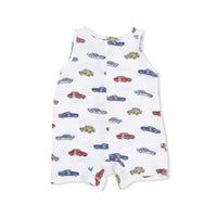 RACE CARS SLEEVELESS SHORTIE ROMPER