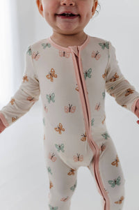 Babysprouts Baby Girl Footie Romper in Pastel Butterflies