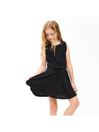 Thermal Knit Crop Top & Skort Set Black