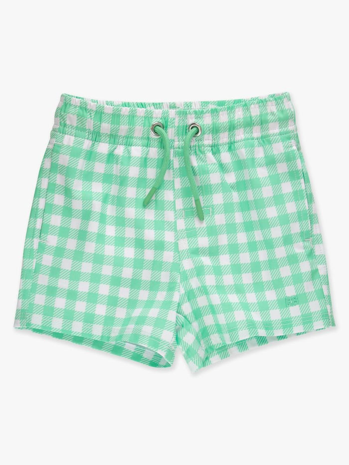 SPRING BUD GINGHAM SWIM TRUNKS