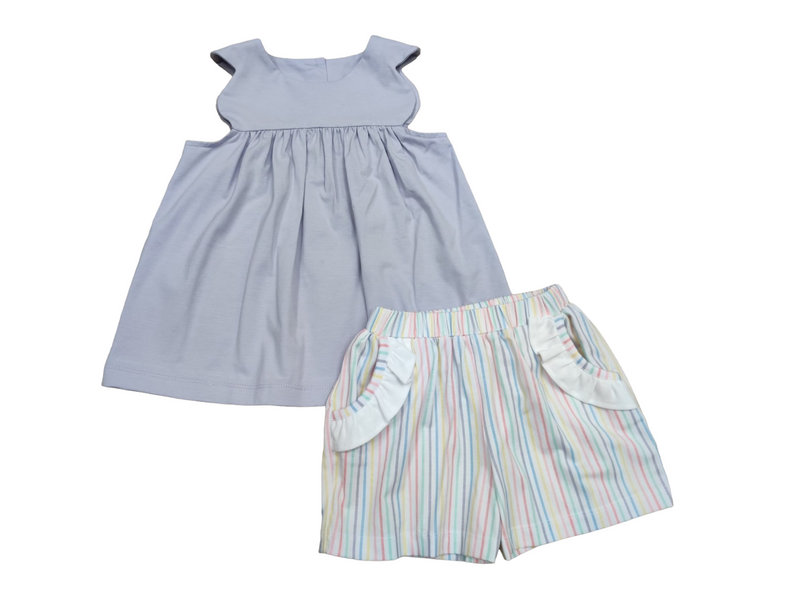 BANANA SPLIT PASTEL STRIPE SCALLOPED SHORT SET