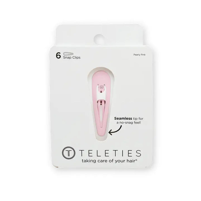 TELETIES SNAP CLIP PEARLY PINK 6 COUNT