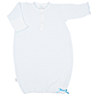 PATY KNIT PLACKET GOWN PINSTRIPE BLUE W/BLUE TRIM