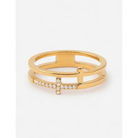 ELEVATED FAITH STACKED CROSS GEM RING