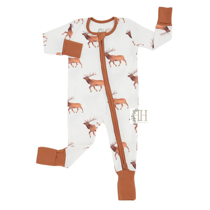 HAMNER HILL BOYS ELK DOUBLE ZIPPER ROMPER