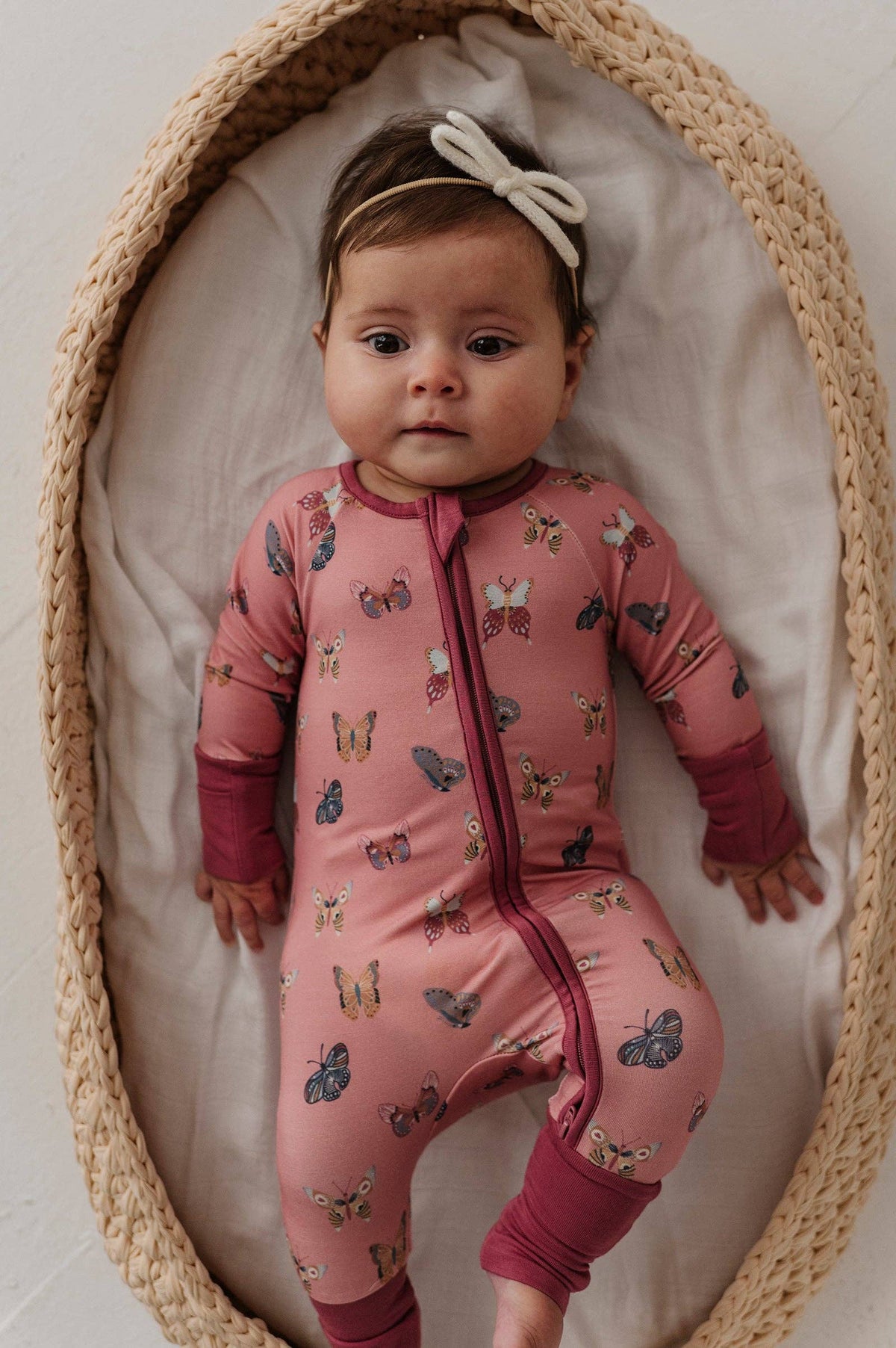Babysprouts Long Sleeve Zip Romper in Butterfly Bloom