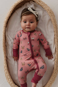 Babysprouts Long Sleeve Zip Romper in Butterfly Bloom