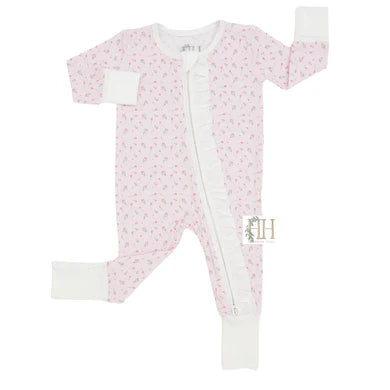 HAMNER HILL PINK TULIP  DOUBLE ZIPPER ROMPER