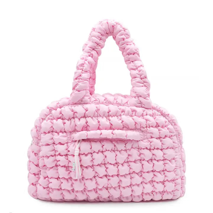 OMG ACCESORIES QUILTED SCRUNCHIES MEDIUM DUFFLE BAG