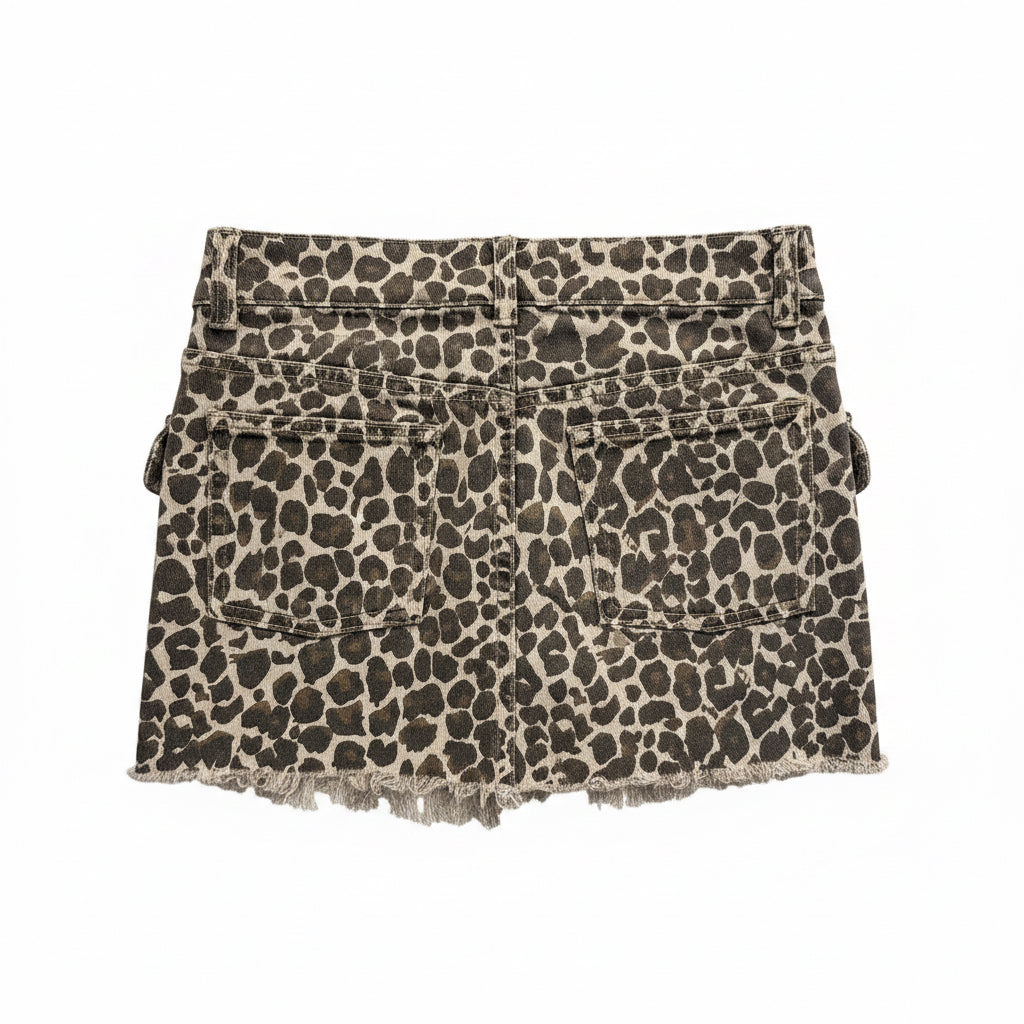 Vintage Havana Leopard Raw Edge Skort