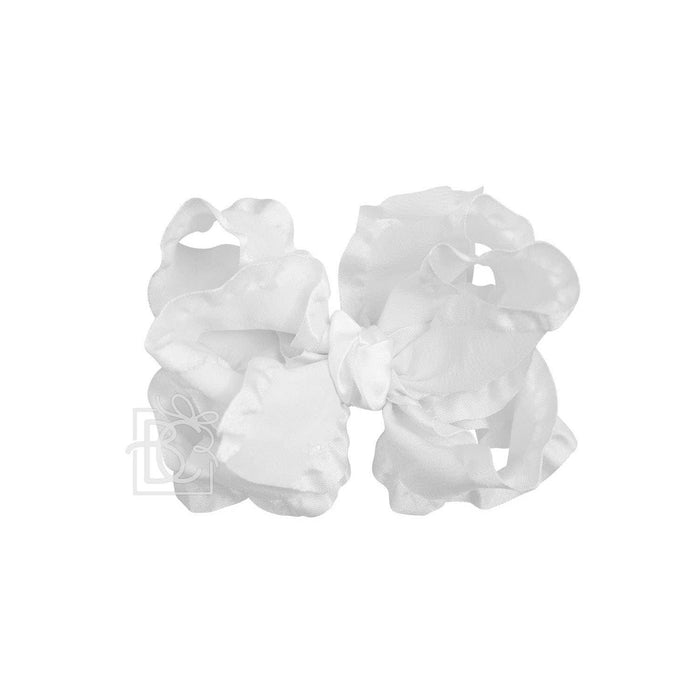 DOUBLE RUFFLE BOW LARGE WHITE