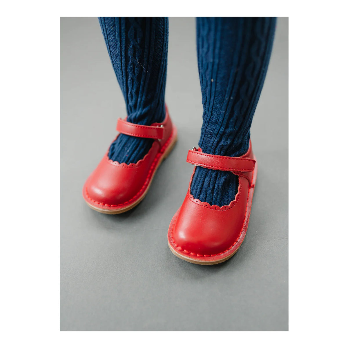 Caitlin Scalloped Mary Jane Red