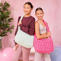 OMG ACCESORIES QUILTED SCRUNCHIES SLING BAG HOT PINK