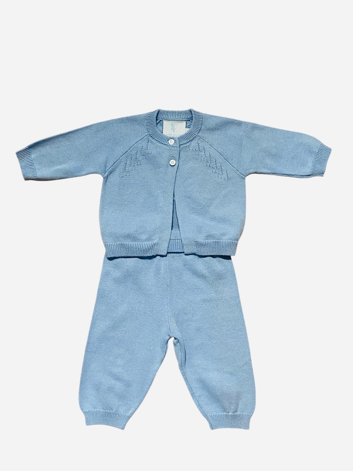 LITTLE ENGLISH POINTELLE KNIT SET LIGHT BLUE