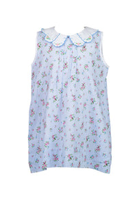 THE PROPER PEONY BEA BLUE FLORAL DOTTED SWISS DRESS