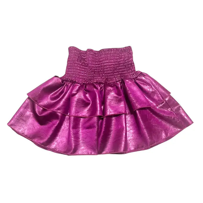 LITTLE OLIN FUSHISA METALLIC SMOCKED RUFFLE SKIRT