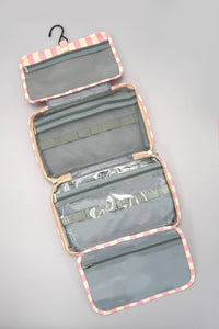 Josslyn Striped Hanging Toiletry & Makeup Organizer Bag Pink Green
