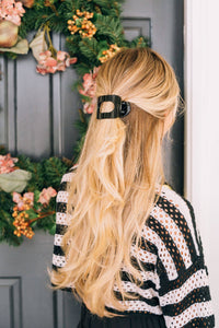 Round Flat Hair Clip Small Jet Black