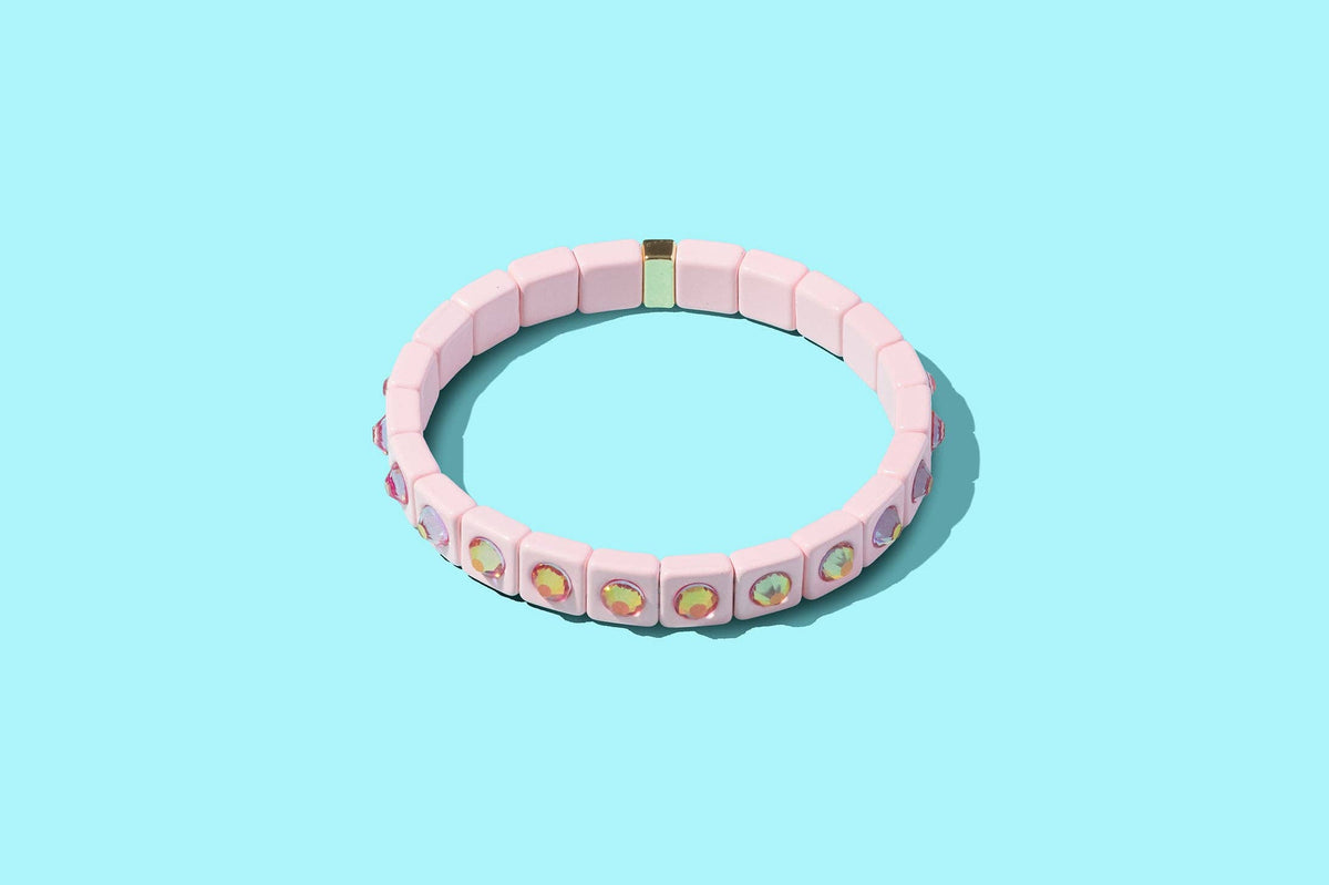 MAEVE ENAMEL STRETCH BRACELET BLUSH