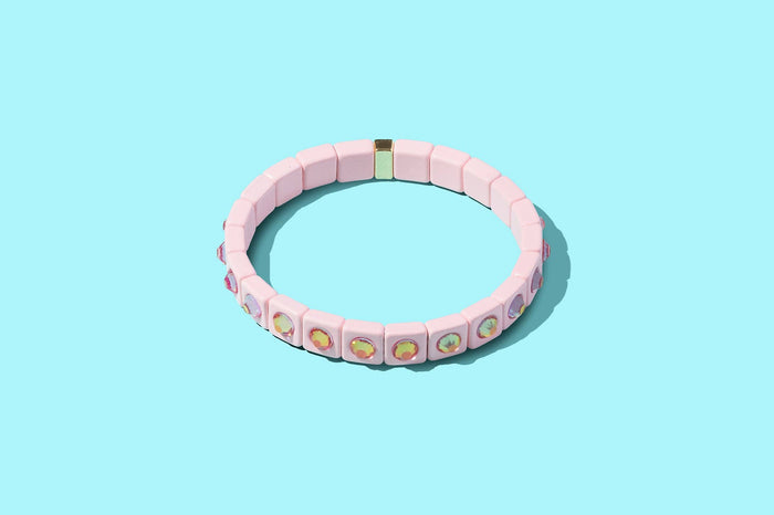 MAEVE ENAMEL STRETCH BRACELET BLUSH