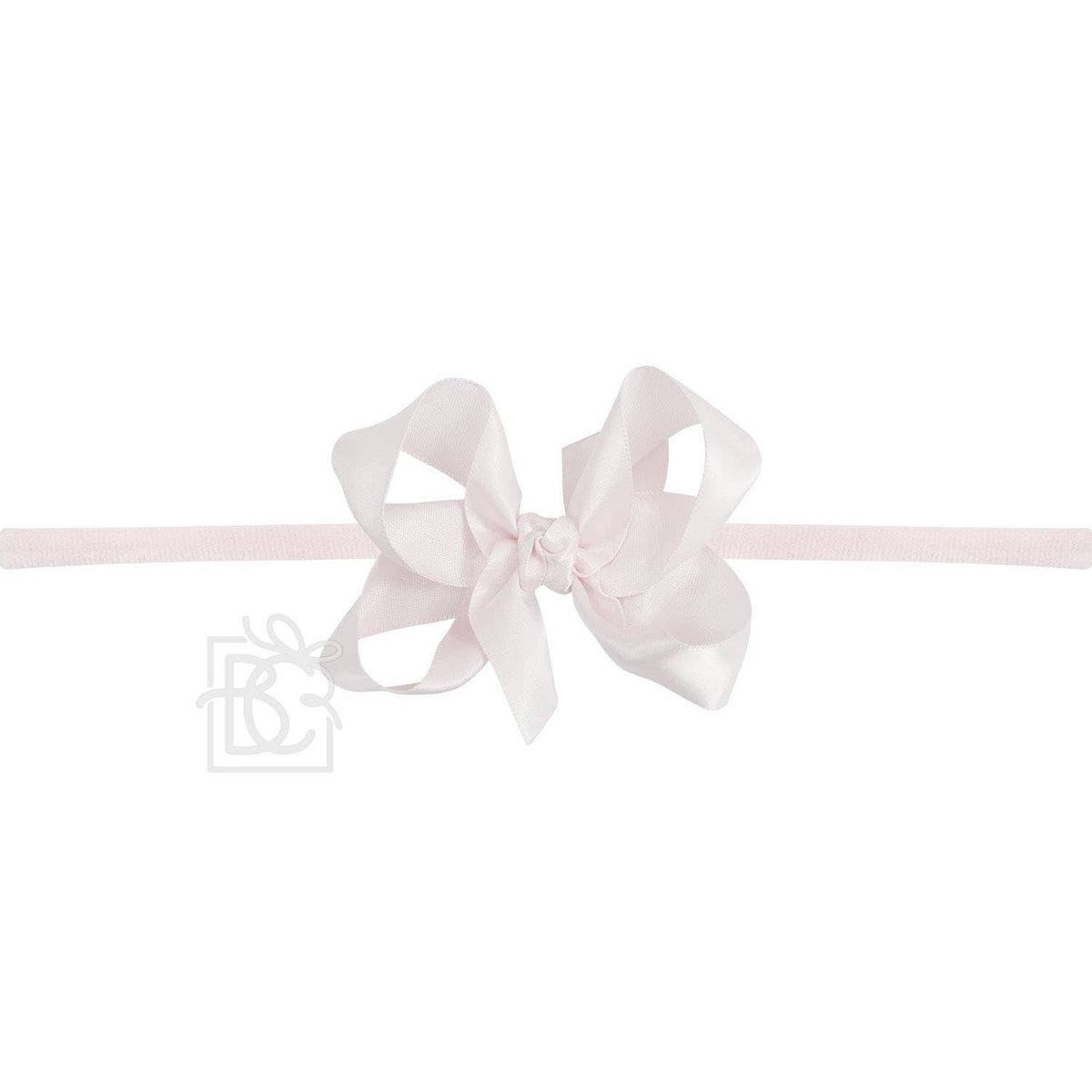 1/4" HEADBAND MEDIUM SATIN BOW POWDER PINK
