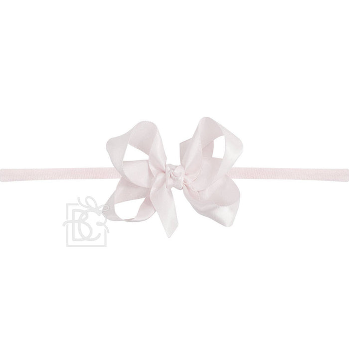 1/4" HEADBAND MEDIUM SATIN BOW POWDER PINK