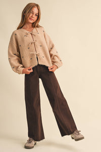 Heart & Arrow Tween Girls Bow Embroidery Sweater