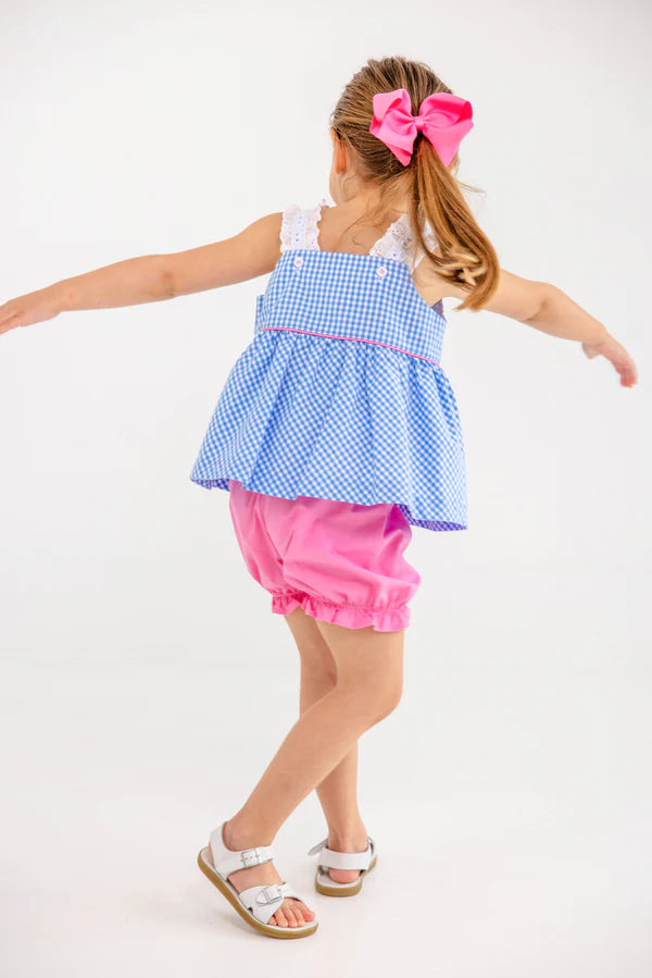 Babs Bloomer Set Sunrise Blvd Blue Mini Gingham