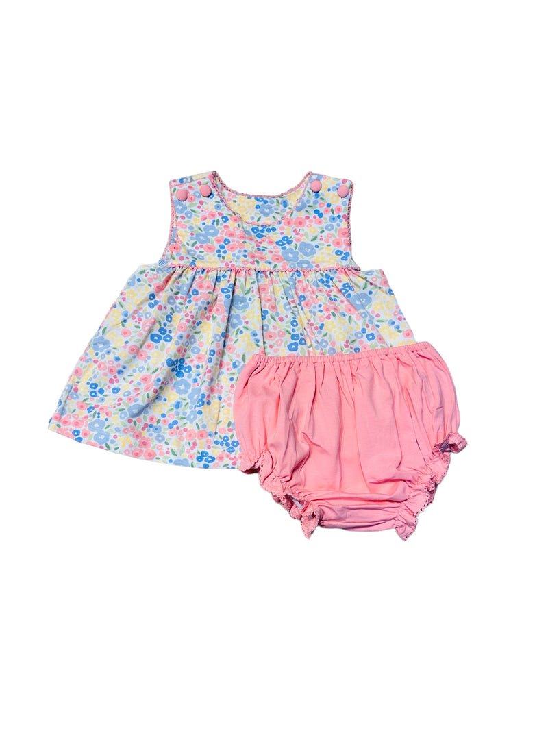 SAGE & LILLY PINK/BLUE FLORAL 2 BUTTON SUN TOP & BLOOMERS