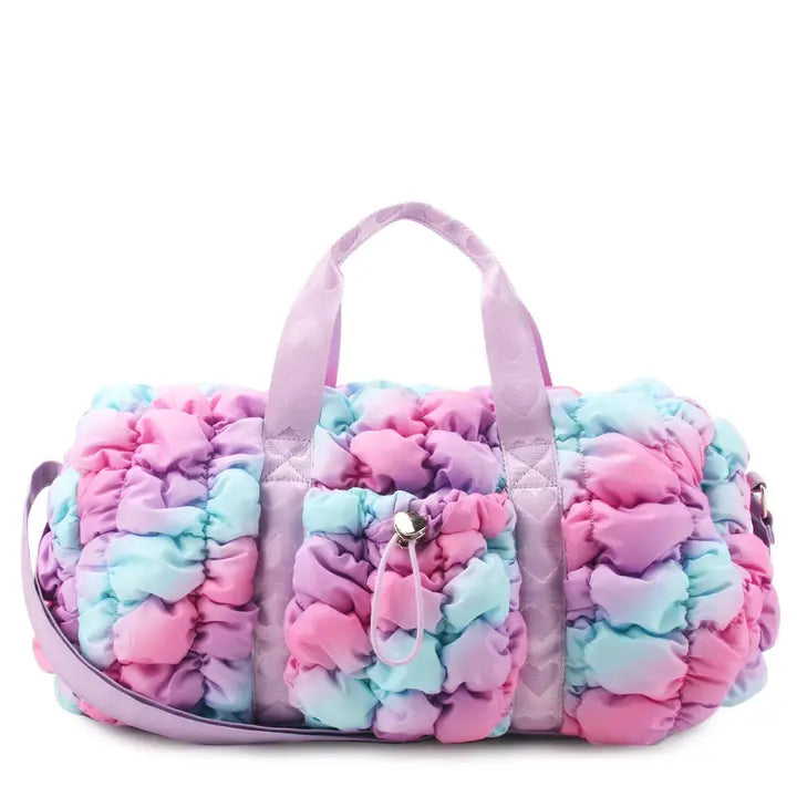 OMG ACCESORIES QUILTED SCRUNCHIES LARGE BARREL DUFFLE BAG