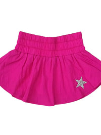 LITTLE OLIN FUSHIA GATHERED DOUBLE LAYERED MINI SKORT