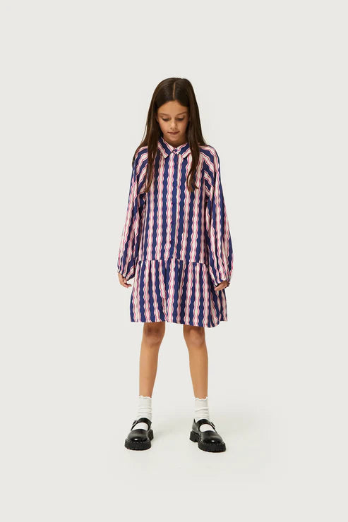 COMPANIA FANTASTICA MINI SERPENTINA STRIPED PRINT GIRLS SHORT DRESS