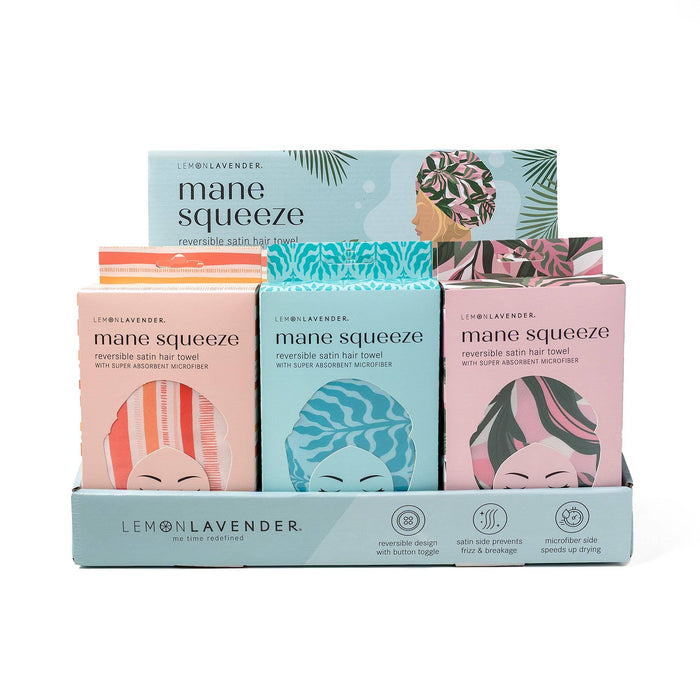 LEMON LAVENDER MANE SQUEEZE REVERSIBLE SATIN HAIR TOWEL