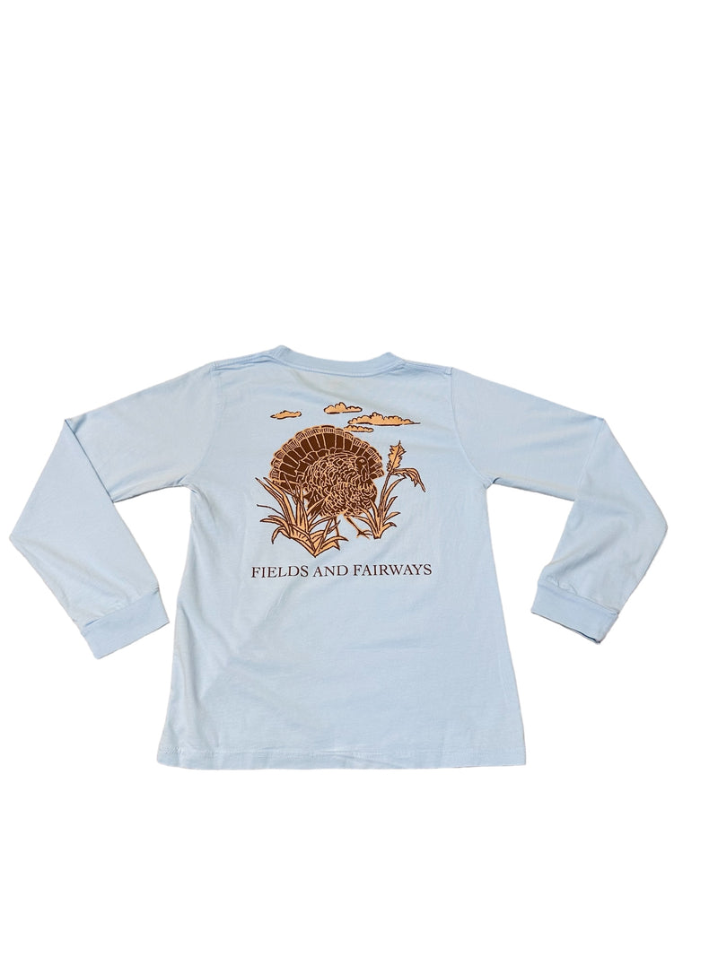 FIELDS & FAIRWAYS LIGHT BLUE TURKEY POCKET LONG SLEEVE