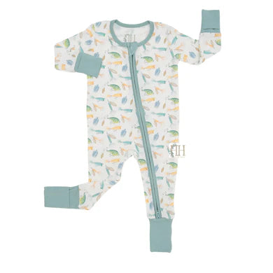 HAMNER HILL GONE FISHING DOUBLE ZIPPER ROMPER