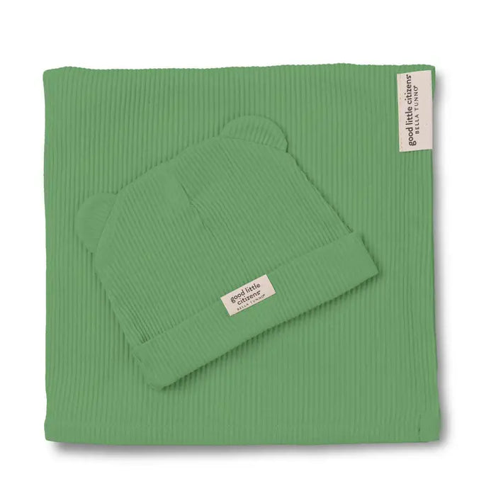 BELLA TUNNO SEA FOAM RIB SWADDLE & BEANIE SET