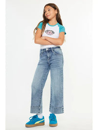KAN CAN YOUTH HIGH RISE CROP WIDE JEANS