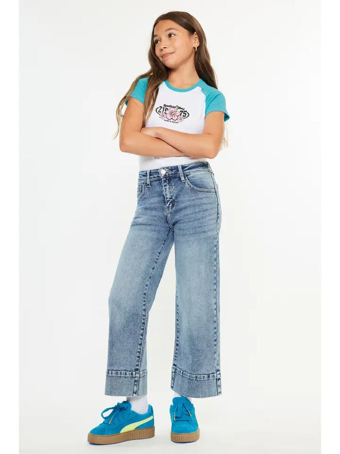 KAN CAN YOUTH HIGH RISE CROP WIDE JEANS